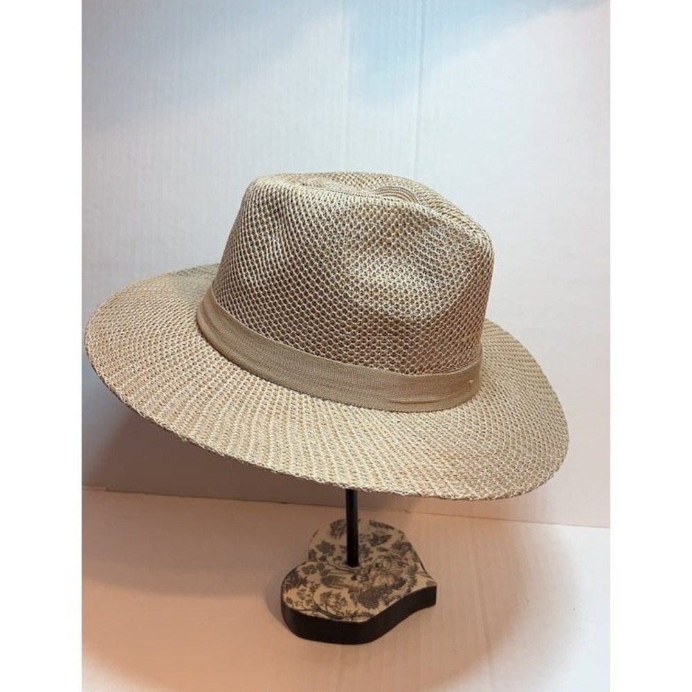Vintage Straw Fedora Hat with Wide Brim